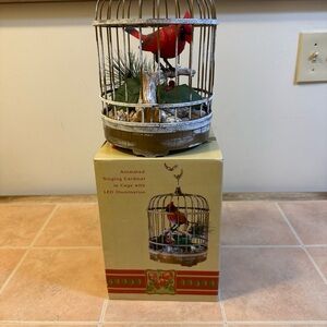 Cracker Barrel Animated Christmas Cardinal In Cage